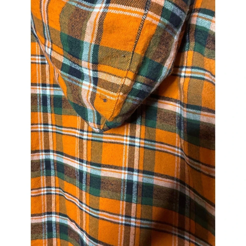 Hillbilly Flannel Co. Men NA Hooded Lined Orange Zip Up Jacket‎ Pocket Tee Shirt